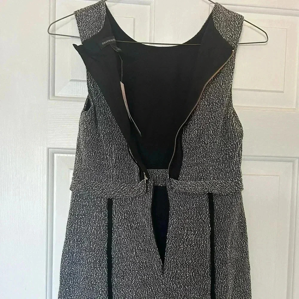NWT Banana Republic Gray & Black Convertible Jacquard Dress Size 2P - Picture 9 of 16